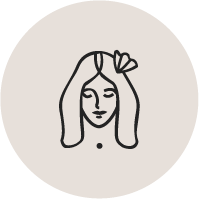 Woman with flower in hair illustration for Casa Bohemia