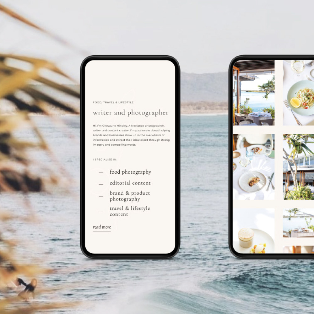 Mobile website design on palm tree background