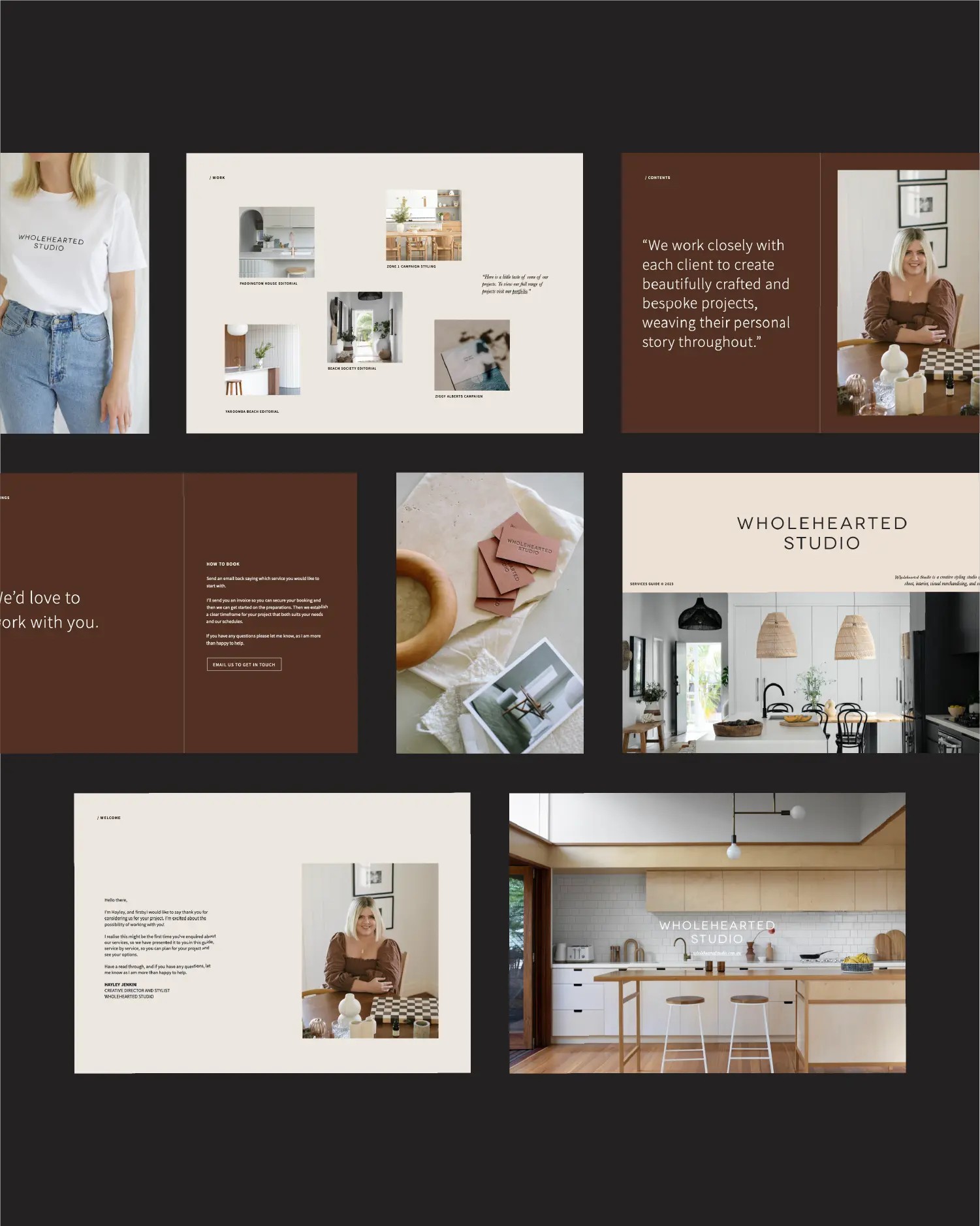 Services guide pdf design in neutral colours for Wholehearted Studio