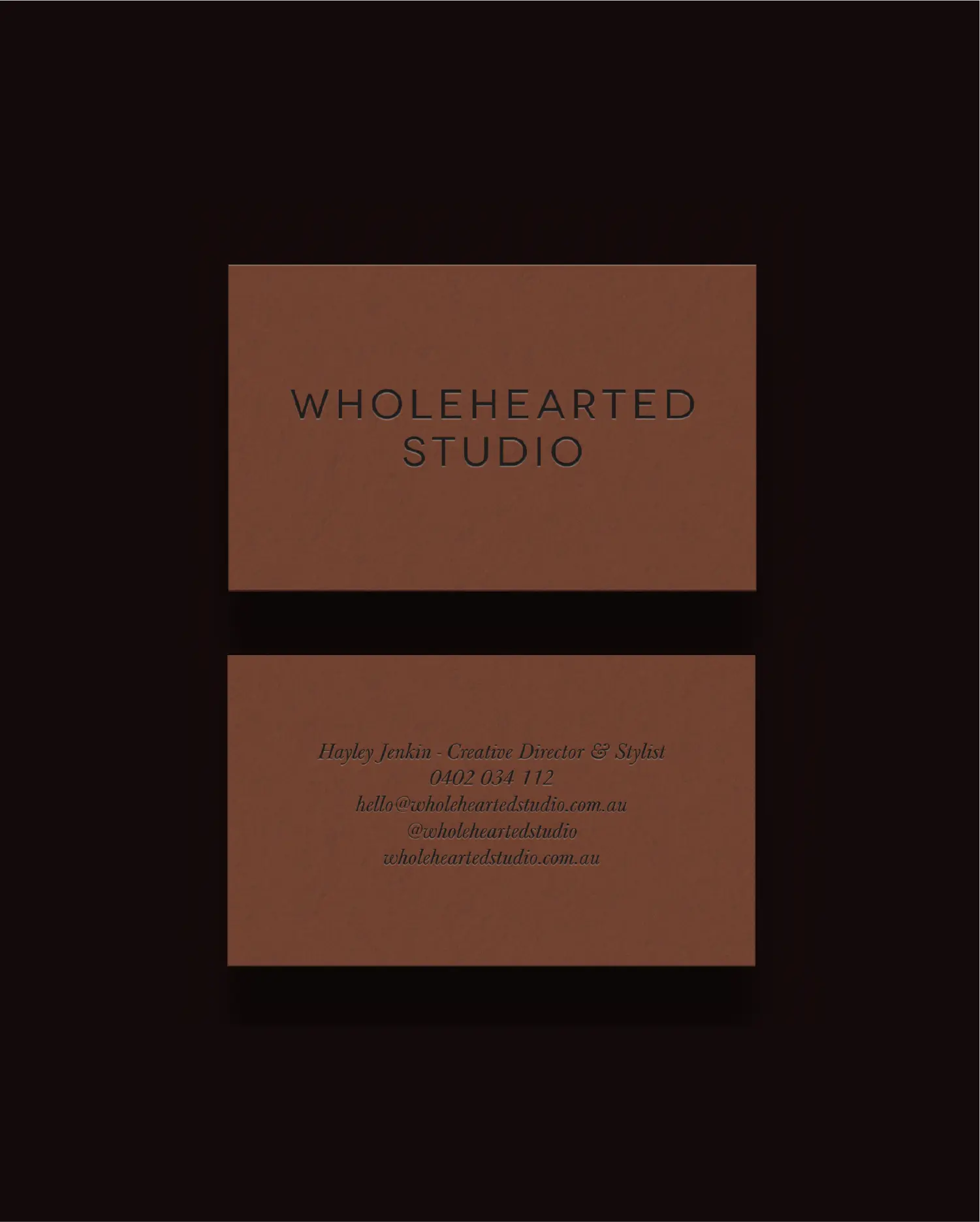 Black and brown letterpress business cards