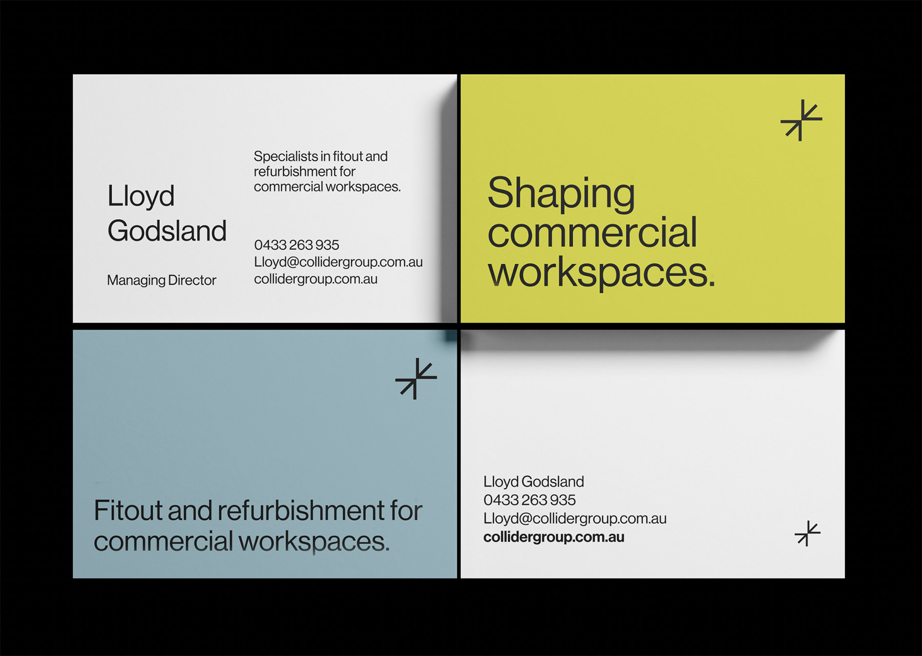 Business card designs for Collider Group