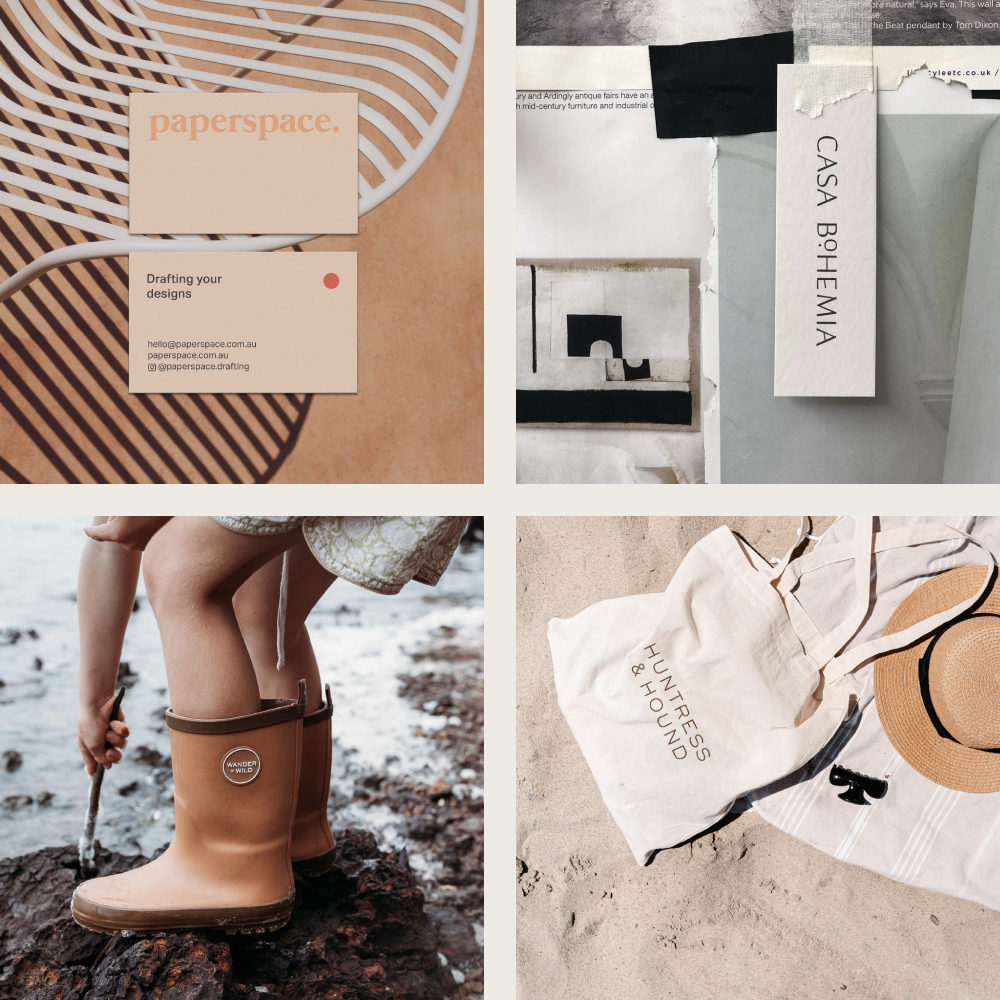 4 images of branding design projects